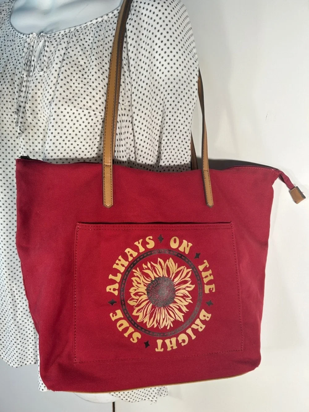 Sonoma Tote NWOT Muted Red Sunflower 